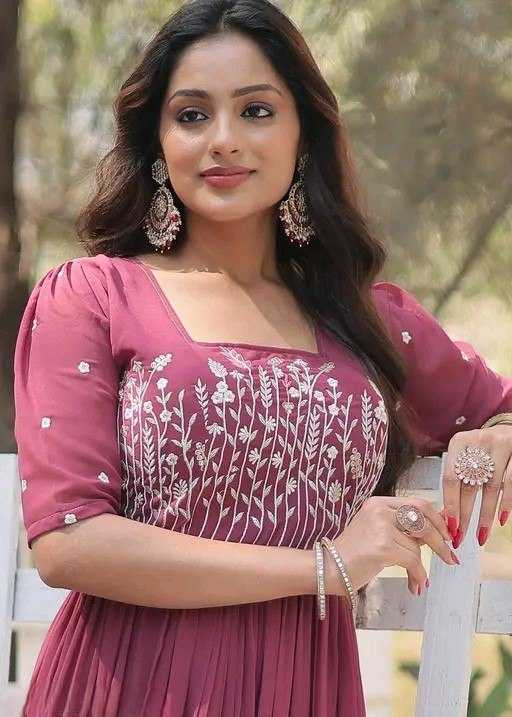 Ynf Faux Georgette RIN131 003 Gowns Wholesale Embroidery Gowns Anarkali Gown Long Gowns Manufacturer