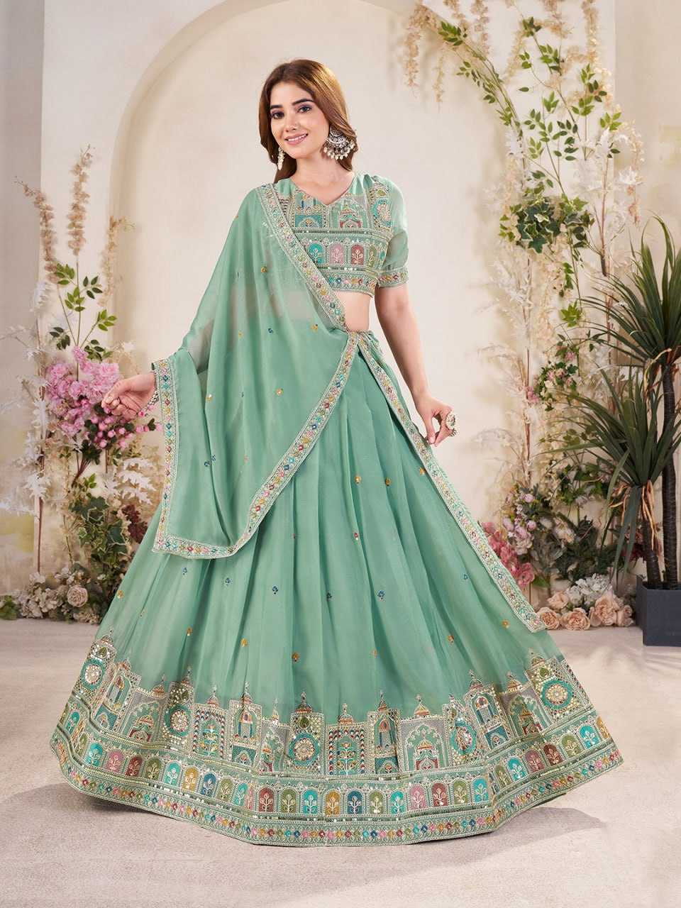 Ynf Faux Georgette RIN131 349 Lehengas Wedding Collections Festive Collections Wholesale Georgette Lehenga Lehenga With Cancan Lehenga With Blouse Manufacturer
