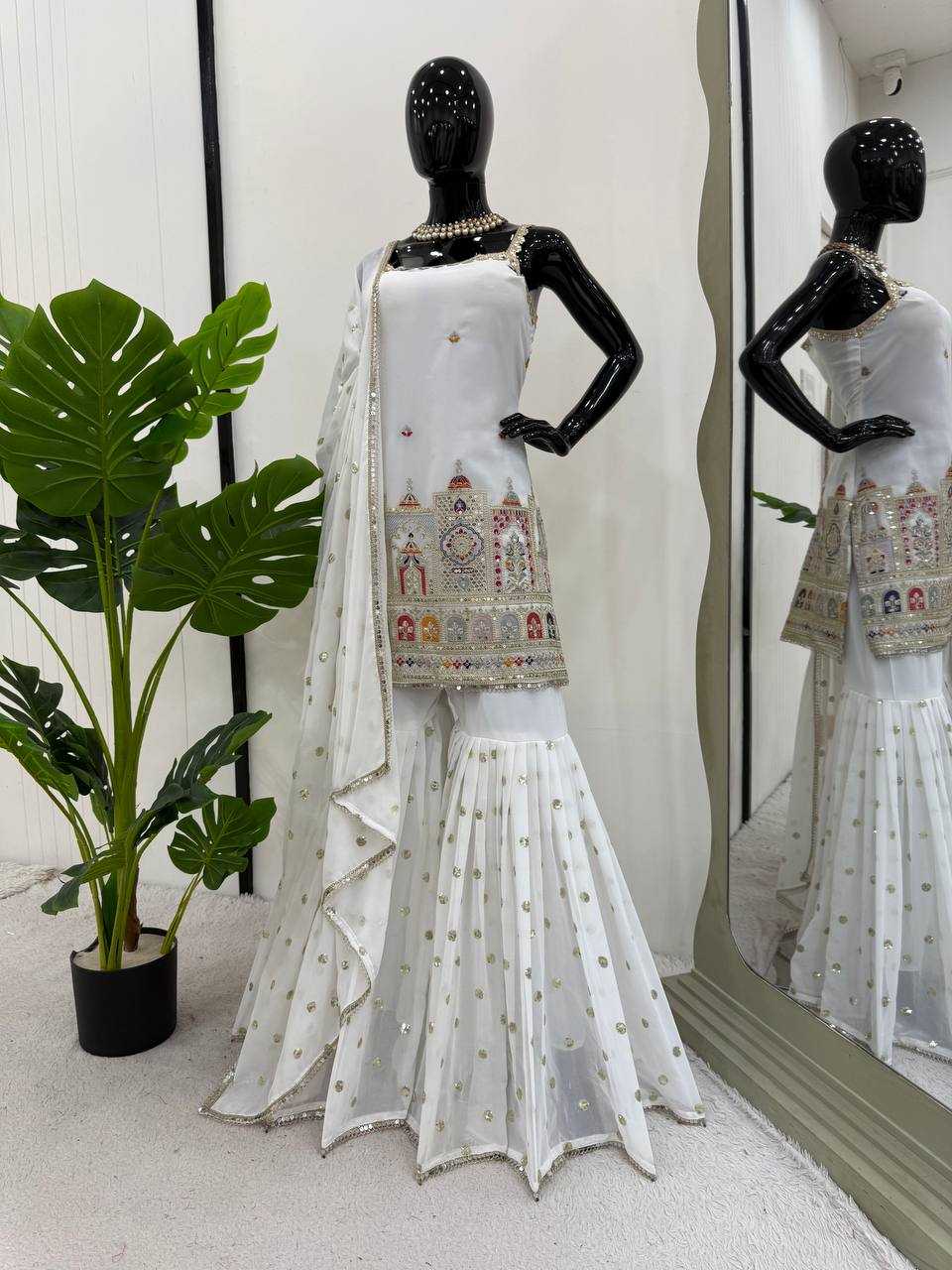 Ynf Faux Georgette RIN133 1513 Suits & Dresses Wedding Collections Festive Collections Wholesale Sharara Salwar Suits Georgette Suit Designer Suits Manufacturer