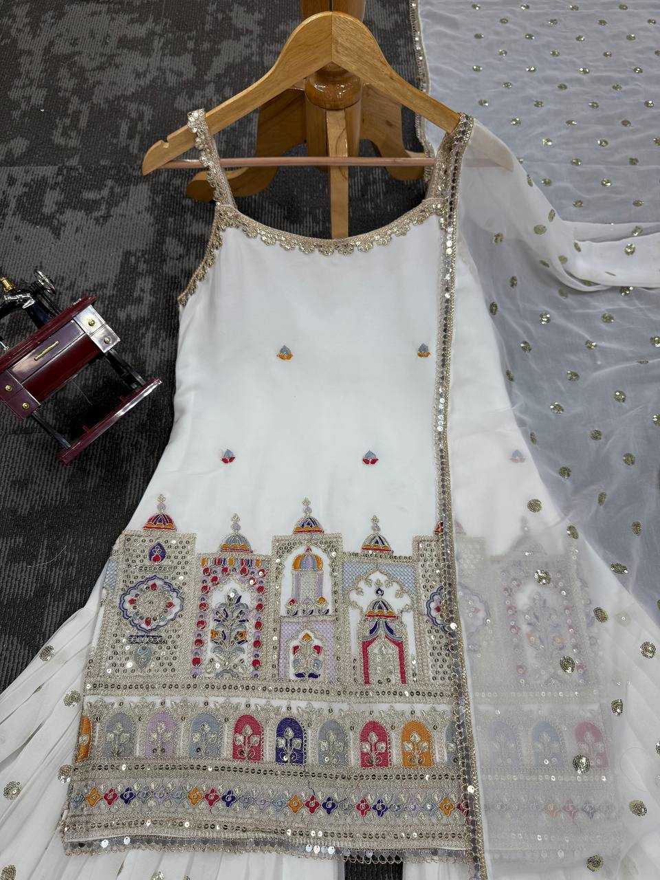 Ynf Faux Georgette RIN133 1513 Suits & Dresses Wedding Collections Festive Collections Wholesale Sharara Salwar Suits Georgette Suit Designer Suits Manufacturer