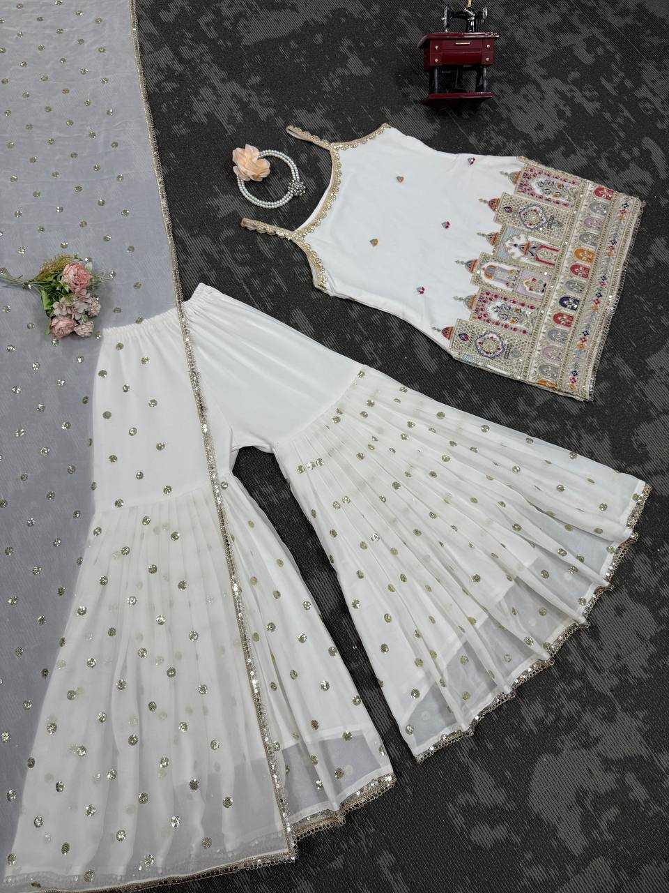Ynf Faux Georgette RIN133 1513 Suits & Dresses Wedding Collections Festive Collections Wholesale Sharara Salwar Suits Georgette Suit Designer Suits Manufacturer