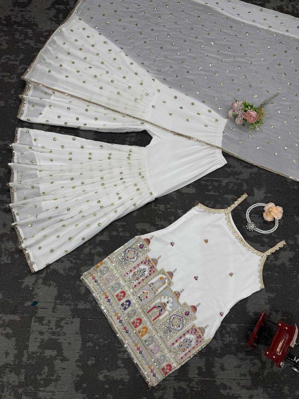 Ynf Faux Georgette RIN133 1513 Suits & Dresses Wedding Collections Festive Collections Wholesale Sharara Salwar Suits Georgette Suit Designer Suits Manufacturer