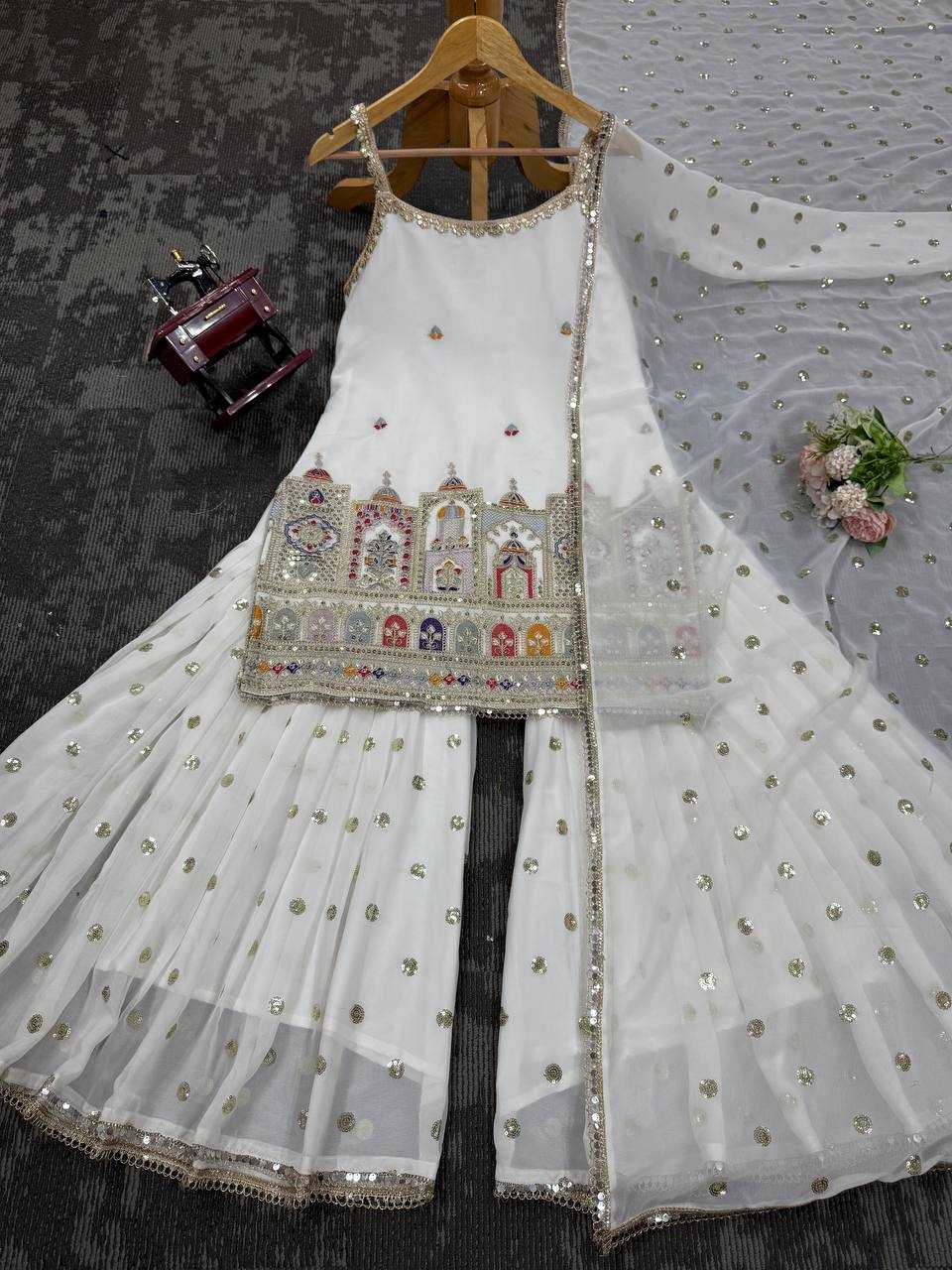 Ynf Faux Georgette RIN133 1513 Suits & Dresses Wedding Collections Festive Collections Wholesale Sharara Salwar Suits Georgette Suit Designer Suits Manufacturer