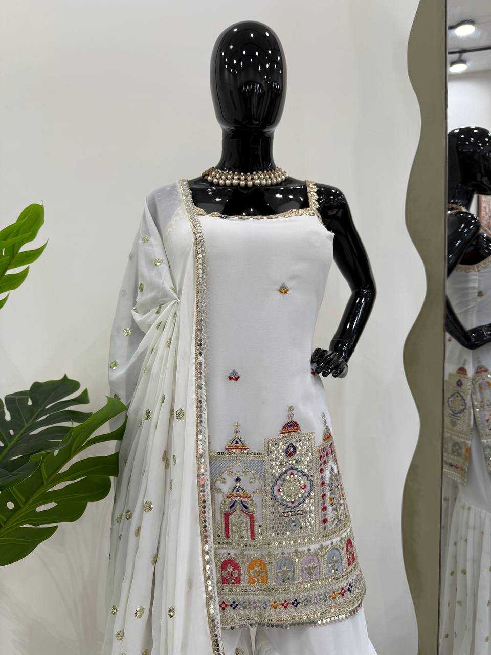 Ynf Faux Georgette RIN133 1513 Suits & Dresses Wedding Collections Festive Collections Wholesale Sharara Salwar Suits Georgette Suit Designer Suits Manufacturer