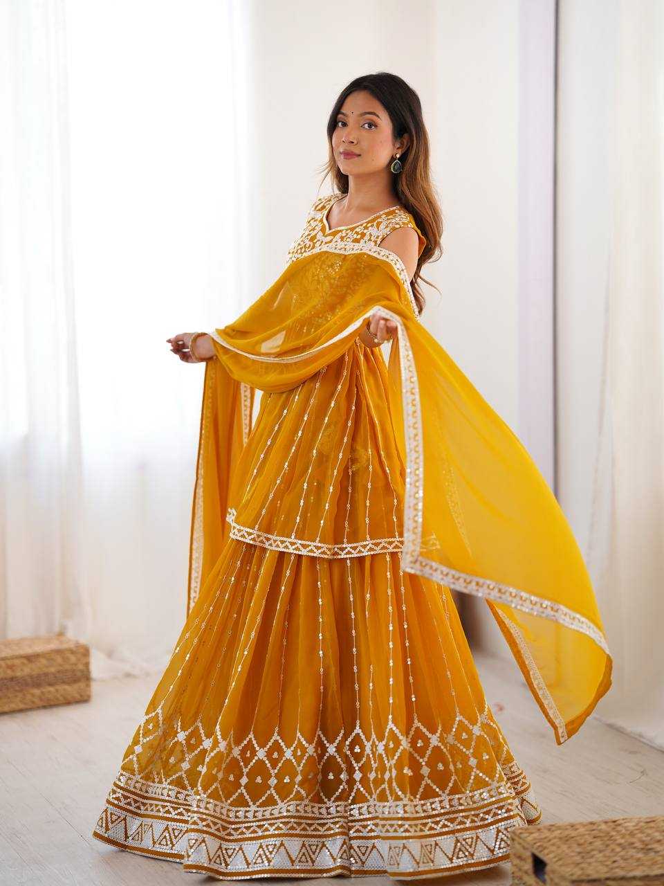 Ynf Faux Georgette RIN133 28 Lehengas Wedding Collections Festive Collections Wholesale Designer Lehenga Choli Georgette Lehenga Sequins Lehenga Manufacturer