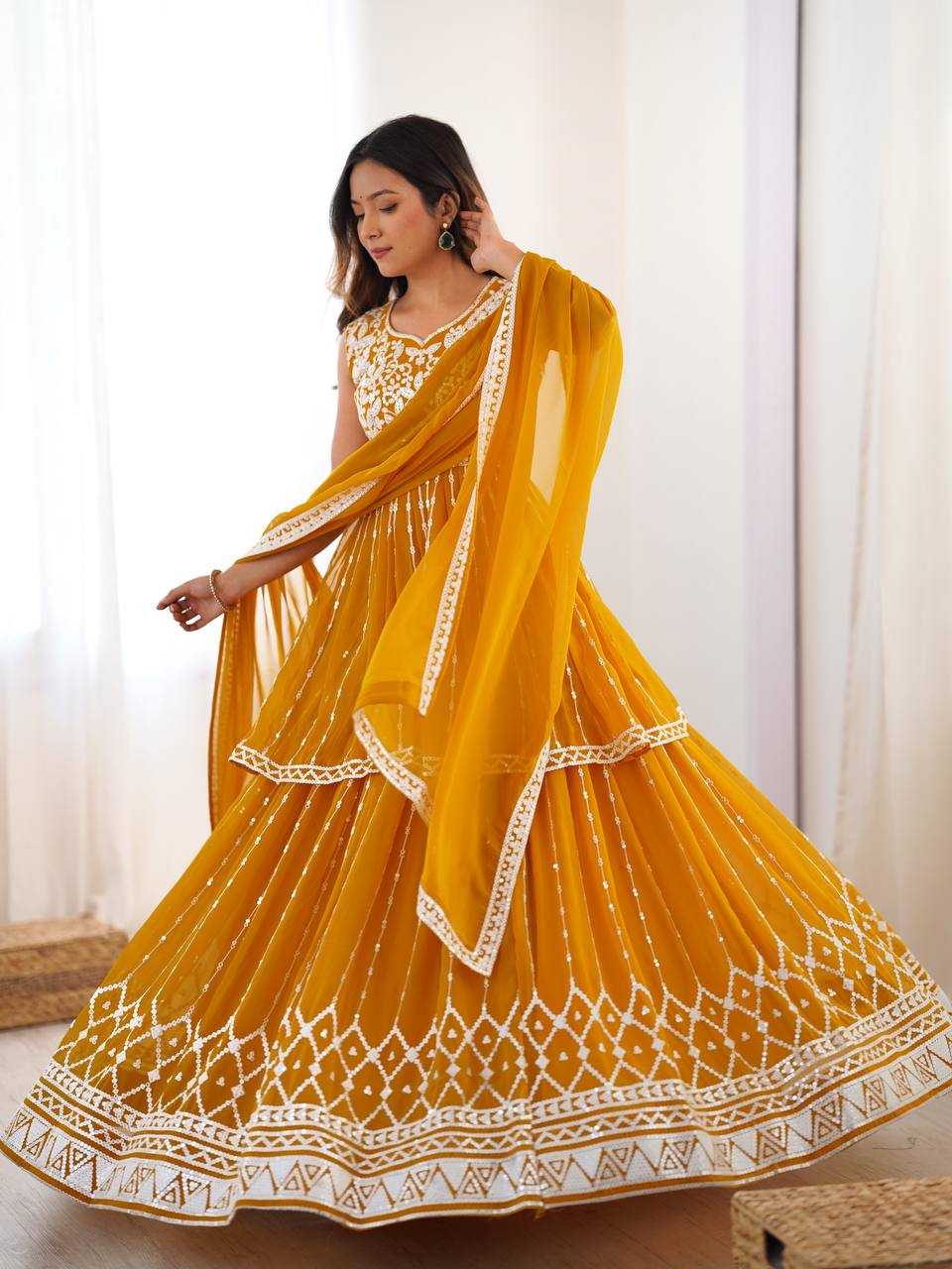 Ynf Faux Georgette RIN133 28 Lehengas Wedding Collections Festive Collections Wholesale Designer Lehenga Choli Georgette Lehenga Sequins Lehenga Manufacturer