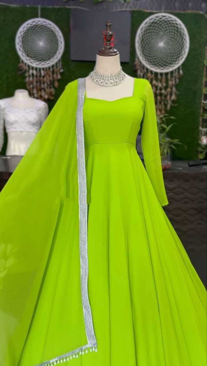 Ynf Faux Georgette RIN157 2072 Gowns Wedding Collections Plus Size Collections Wholesale Party Gowns Georgette Gown Green Gown Manufacturer