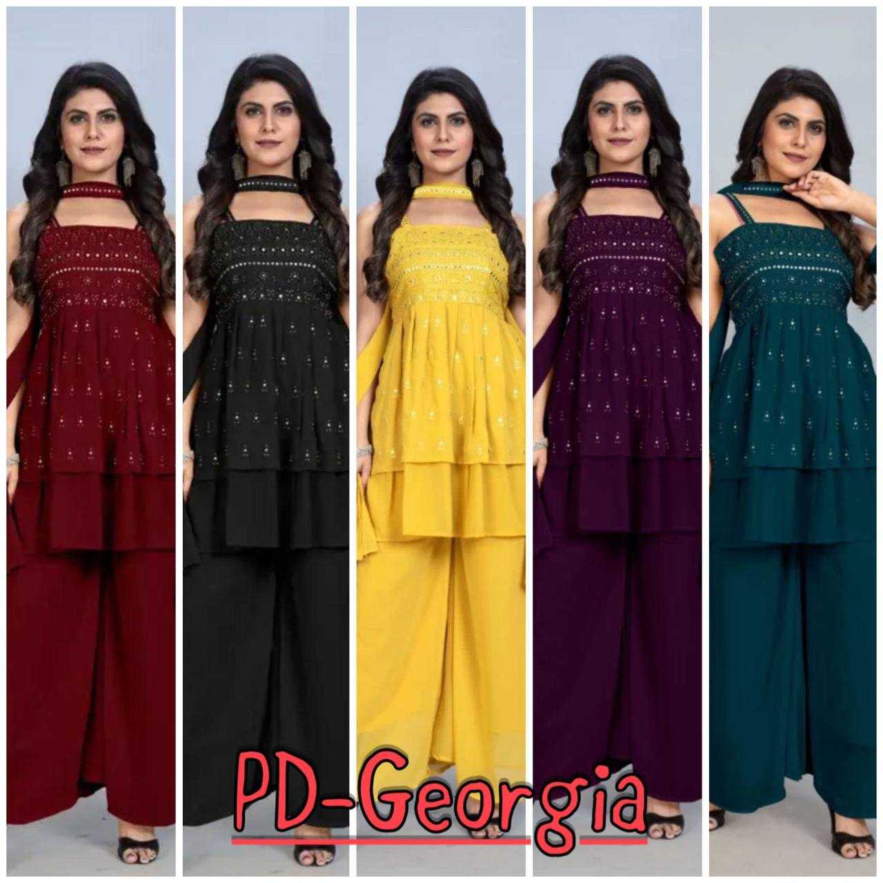 Ynf Faux Georgette RIN158 1036 Kurti Wholesale Fancy Kurti Georgette Kurti Embroidered Kurtis Manufacturer