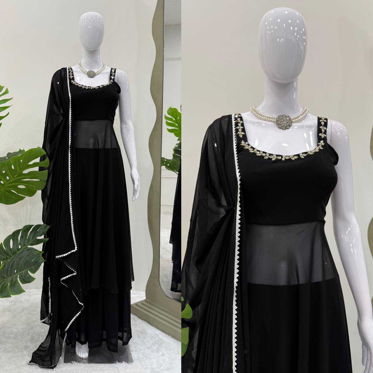 Ynf Faux Georgette RIN162 5889 Suits & Dresses Western Wears Wedding Collections Wholesale Palazzo Suit Georgette Suit Party wear suits Manufacturer