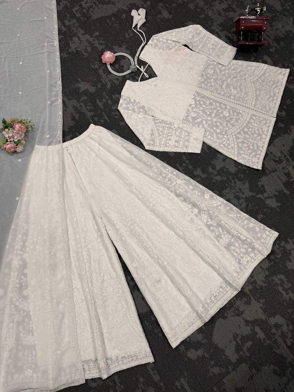 Ynf Faux Georgette RIN162 5891 Suits & Dresses Wedding Collections Festive Collections Wholesale Palazzo Suit Georgette Suit Wedding Outfits Manufacturer