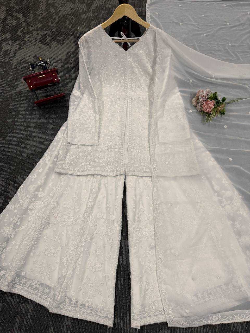 Ynf Faux Georgette RIN162 5891 Suits & Dresses Wedding Collections Festive Collections Wholesale Palazzo Suit Georgette Suit Wedding Outfits Manufacturer