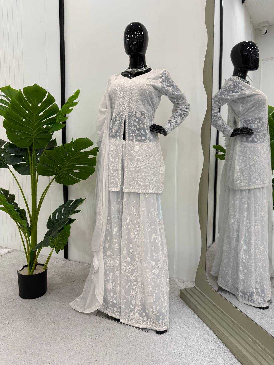 Ynf Faux Georgette RIN162 5891 Suits & Dresses Wedding Collections Festive Collections Wholesale Palazzo Suit Georgette Suit Wedding Outfits Manufacturer