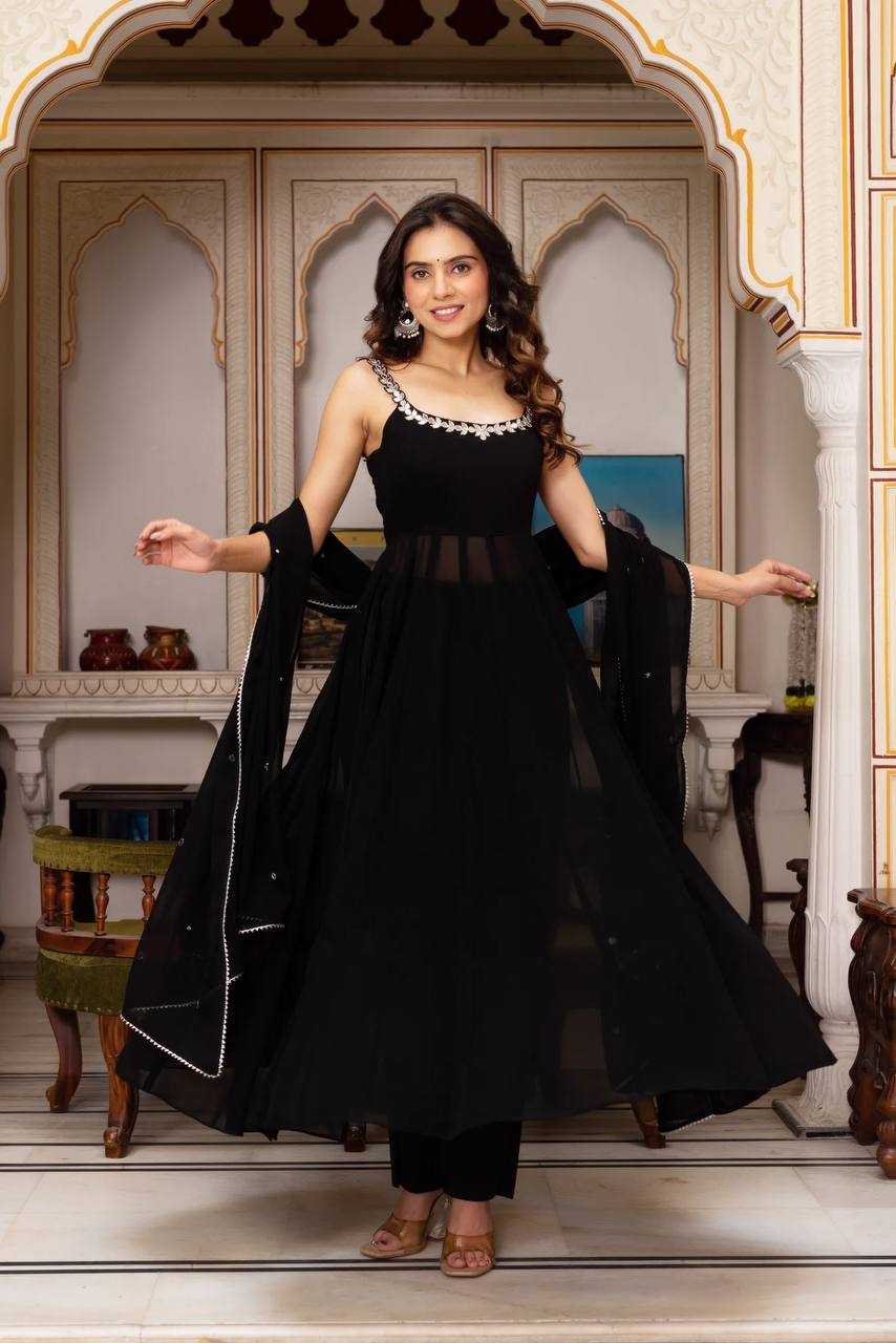 Ynf Faux Georgette RIN197 4779 Suits & Dresses Wholesale Embroidery Suits Wedding Suits Black Salwar Suit Manufacturer