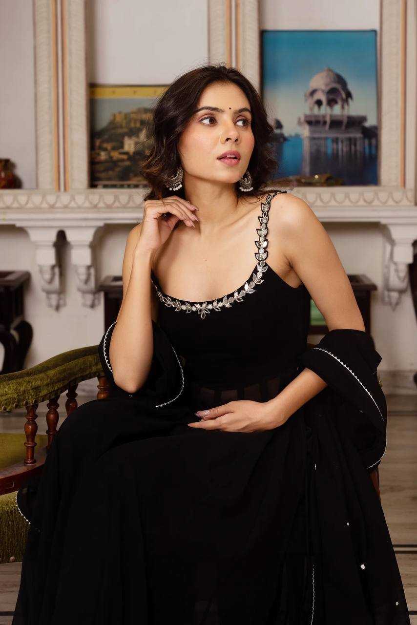 Ynf Faux Georgette RIN197 4779 Suits & Dresses Wholesale Embroidery Suits Wedding Suits Black Salwar Suit Manufacturer