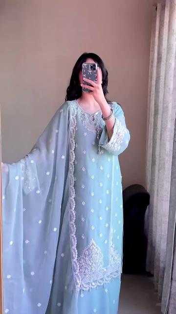 Ynf Faux Georgette RIN212 7057 Suits & Dresses Wholesale Embroidery Suits Palazzo Suit Manufacturer