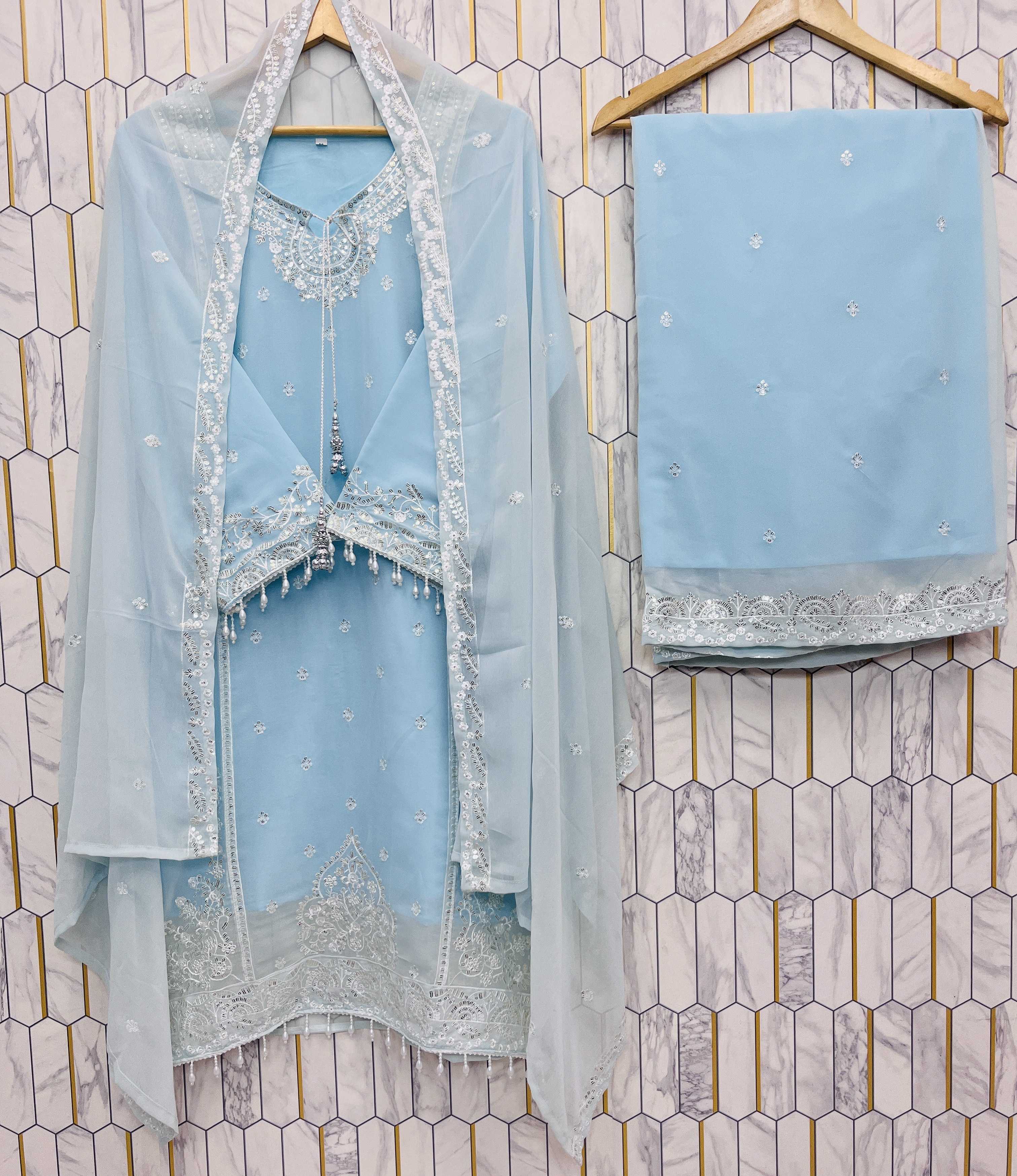 Ynf Faux Georgette RIN212 7057 Suits & Dresses Wholesale Embroidery Suits Palazzo Suit Manufacturer