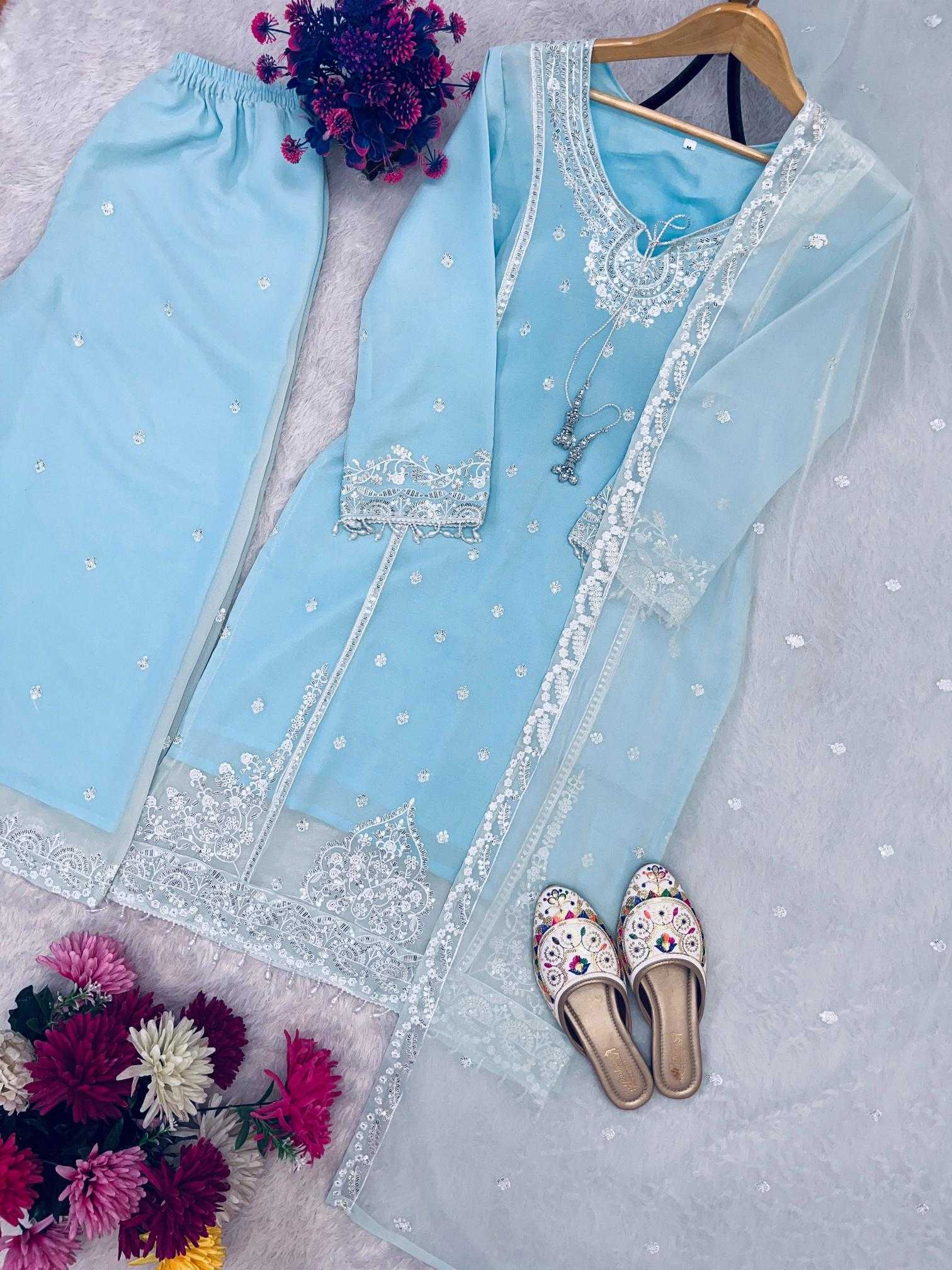 Ynf Faux Georgette RIN212 7057 Suits & Dresses Wholesale Embroidery Suits Palazzo Suit Manufacturer