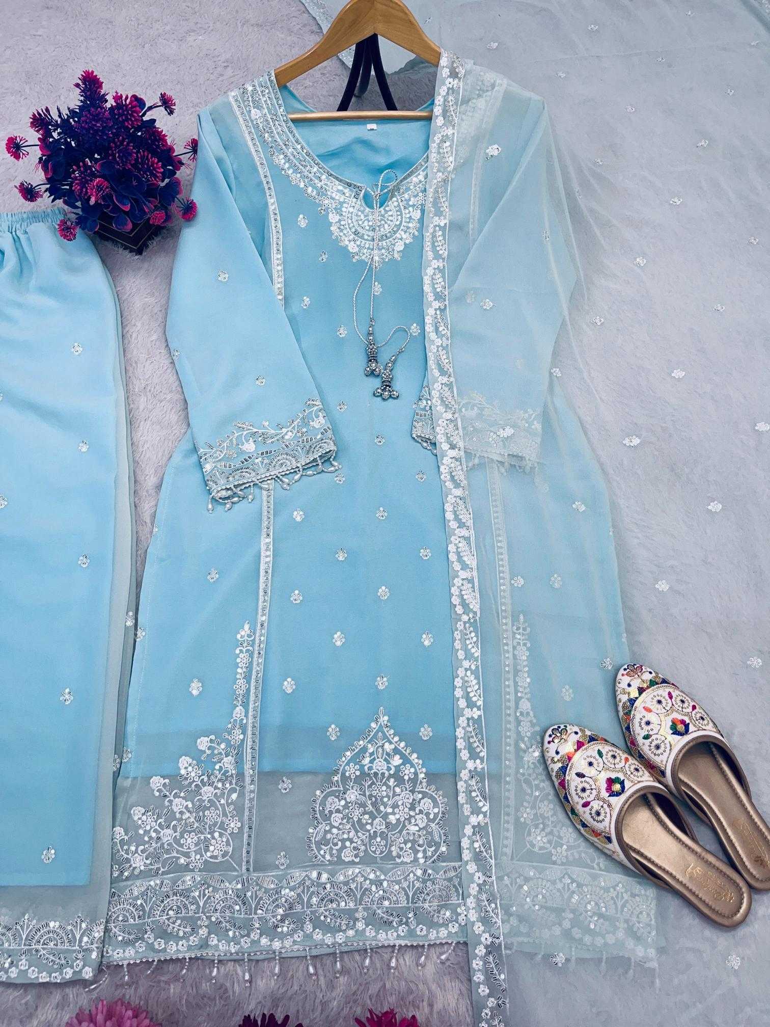 Ynf Faux Georgette RIN212 7057 Suits & Dresses Wholesale Embroidery Suits Palazzo Suit Manufacturer