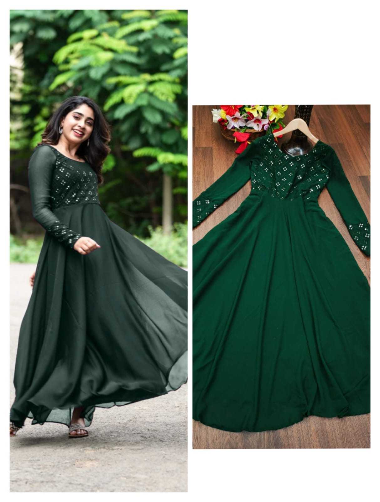 Ynf Faux Georgette RIN222 APPLE Gowns Wedding Collections Plus Size Collections Wholesale Embroidery Gowns Georgette Gown Designer Gowns Manufacturer