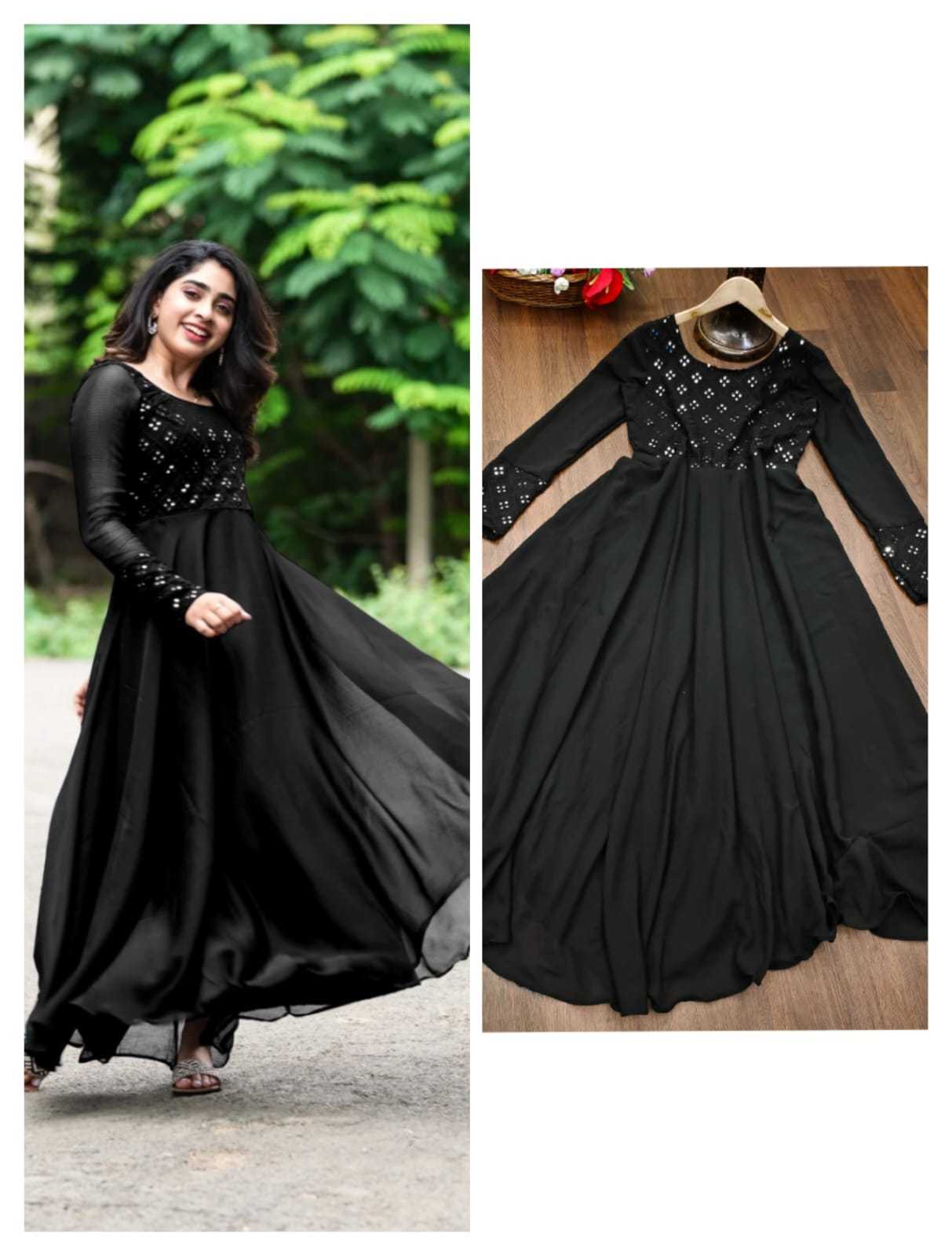 Ynf Faux Georgette RIN222 APPLE Gowns Wedding Collections Plus Size Collections Wholesale Embroidery Gowns Georgette Gown Designer Gowns Manufacturer