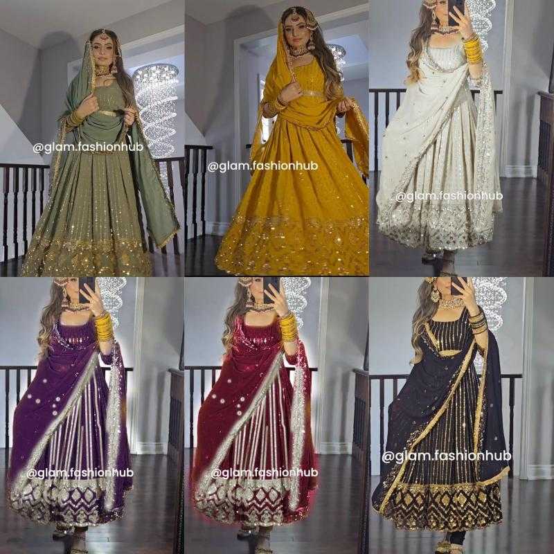 Ynf Faux Georgette RIN222 FOUX Gowns Wedding Collections Wholesale Embroidery Gowns Georgette Gown Party Wear Gowns Manufacturer