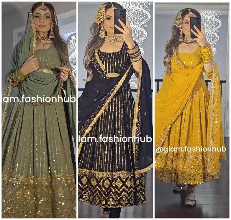 Ynf Faux Georgette RIN222 FOUX Gowns Wedding Collections Wholesale Embroidery Gowns Georgette Gown Party Wear Gowns Manufacturer