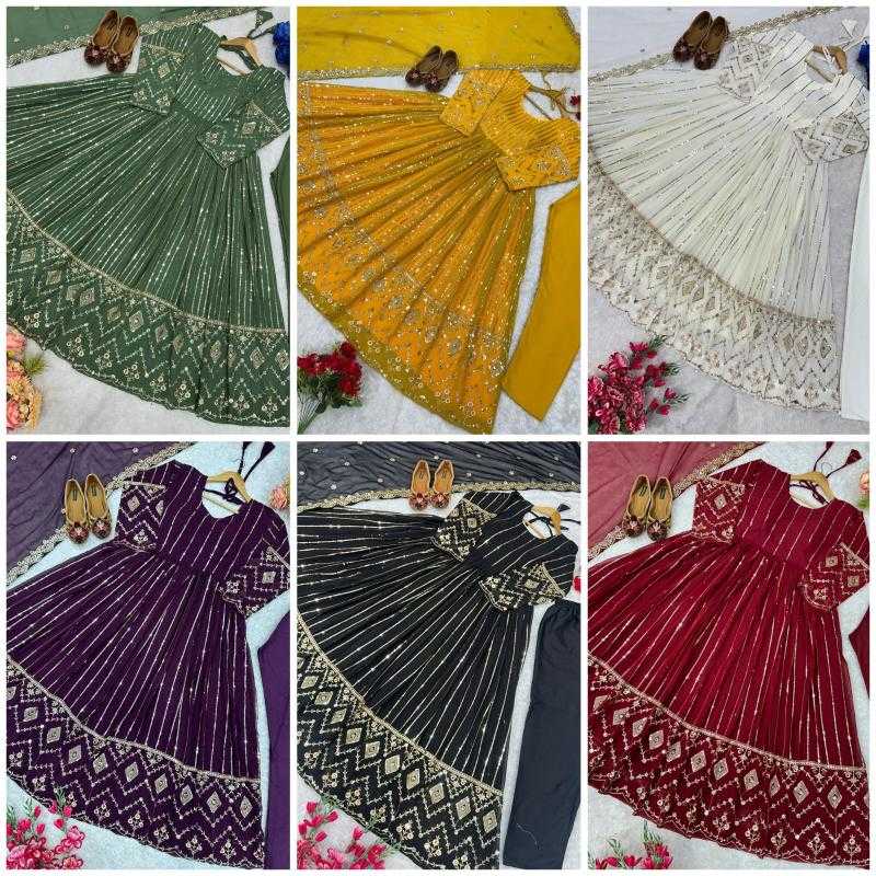 Ynf Faux Georgette RIN222 FOUX Gowns Wedding Collections Wholesale Embroidery Gowns Georgette Gown Party Wear Gowns Manufacturer