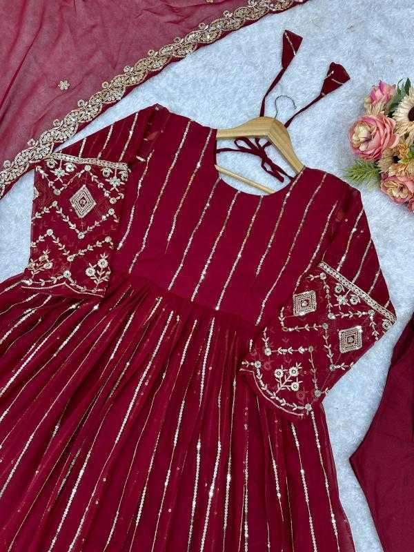 Ynf Faux Georgette RIN222 FOUX Gowns Wedding Collections Wholesale Embroidery Gowns Georgette Gown Party Wear Gowns Manufacturer