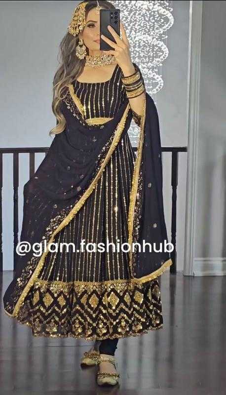 Ynf Faux Georgette RIN222 FOUX Gowns Wedding Collections Wholesale Embroidery Gowns Georgette Gown Party Wear Gowns Manufacturer