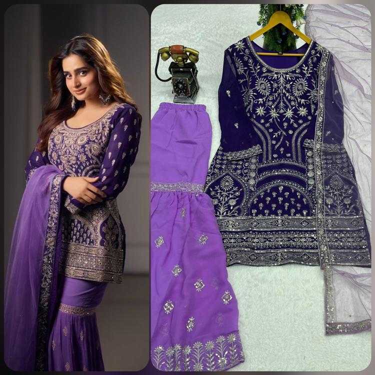 Ynf Faux Georgette RIN222 Kf Suits & Dresses Wedding Collections Festive Collections Wholesale Sharara Salwar Suits Georgette Suit Ladies Silk Suit Manufacturer