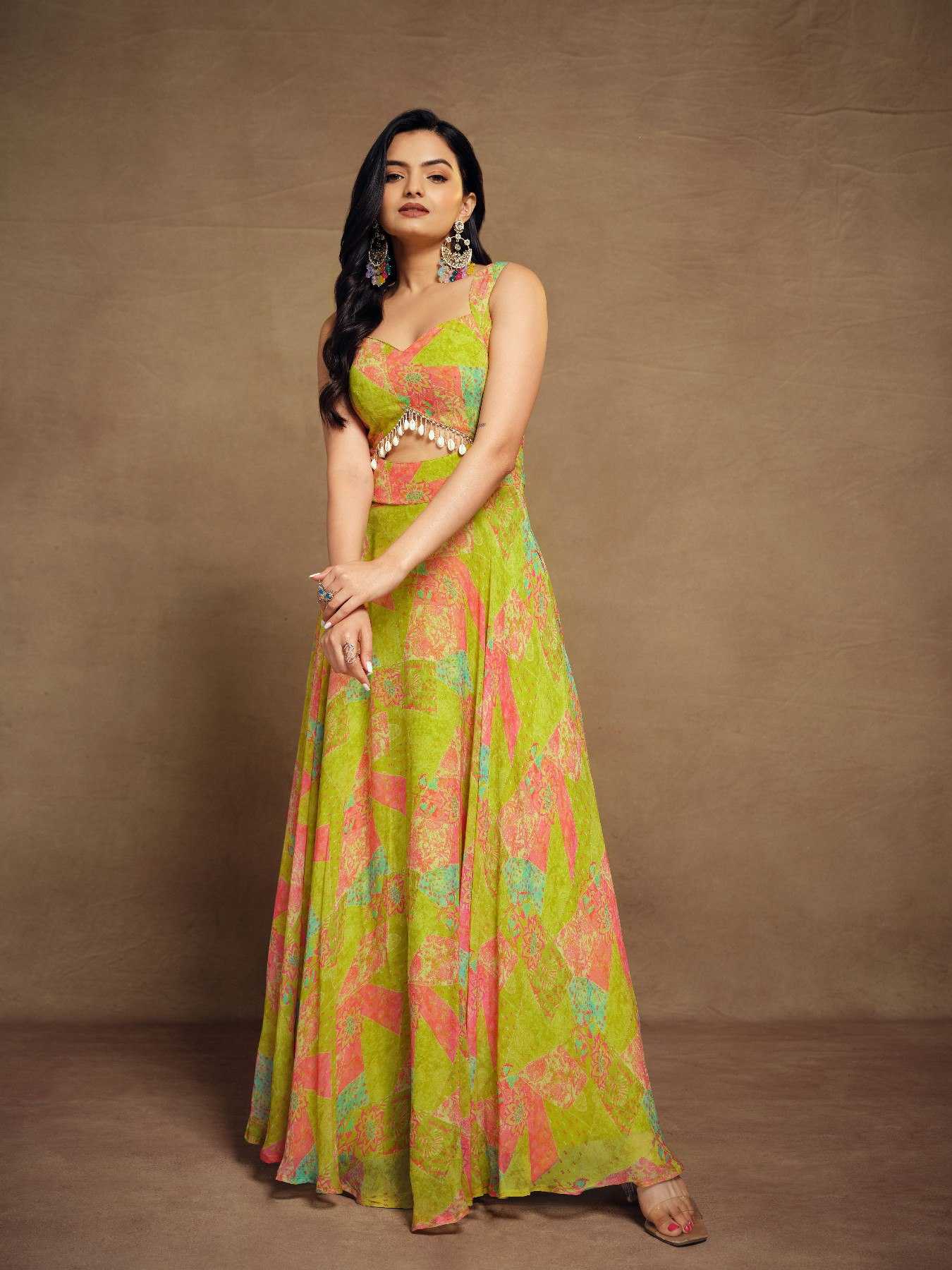 Ynf Faux Georgette RIN228 304 Gowns Wedding Collections Festive Collections Wholesale Printed Gowns Georgette Gown Party Wear Gowns Manufacturer