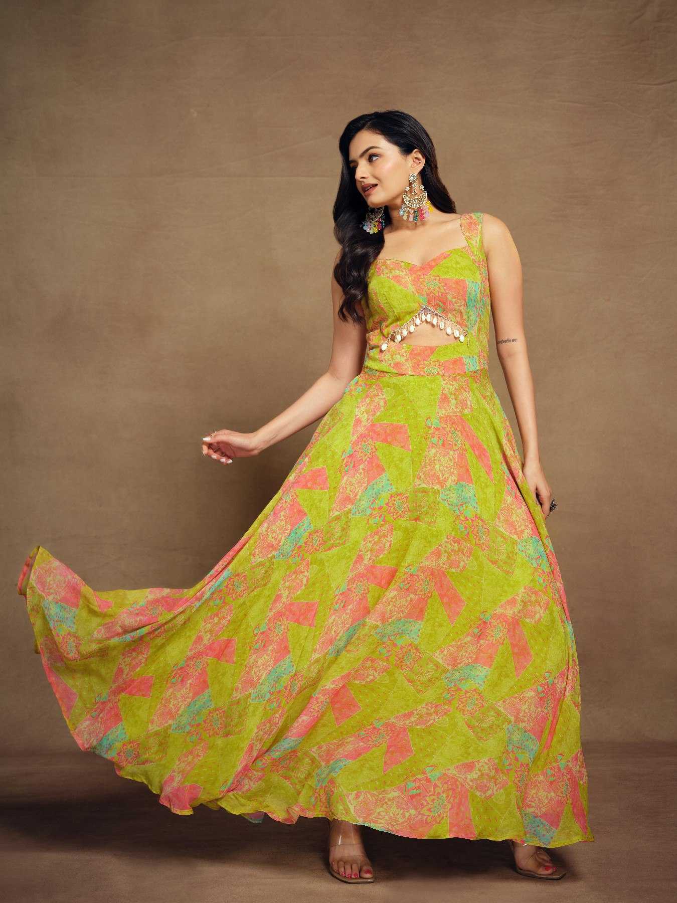 Ynf Faux Georgette RIN228 304 Gowns Wedding Collections Festive Collections Wholesale Printed Gowns Georgette Gown Party Wear Gowns Manufacturer