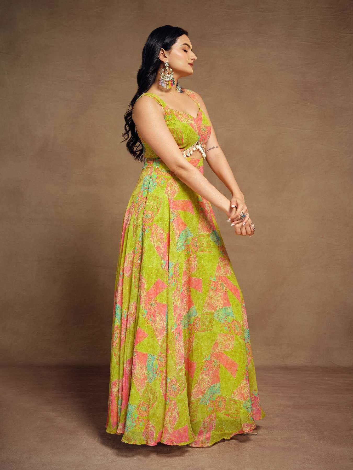 Ynf Faux Georgette RIN228 304 Gowns Wedding Collections Festive Collections Wholesale Printed Gowns Georgette Gown Party Wear Gowns Manufacturer