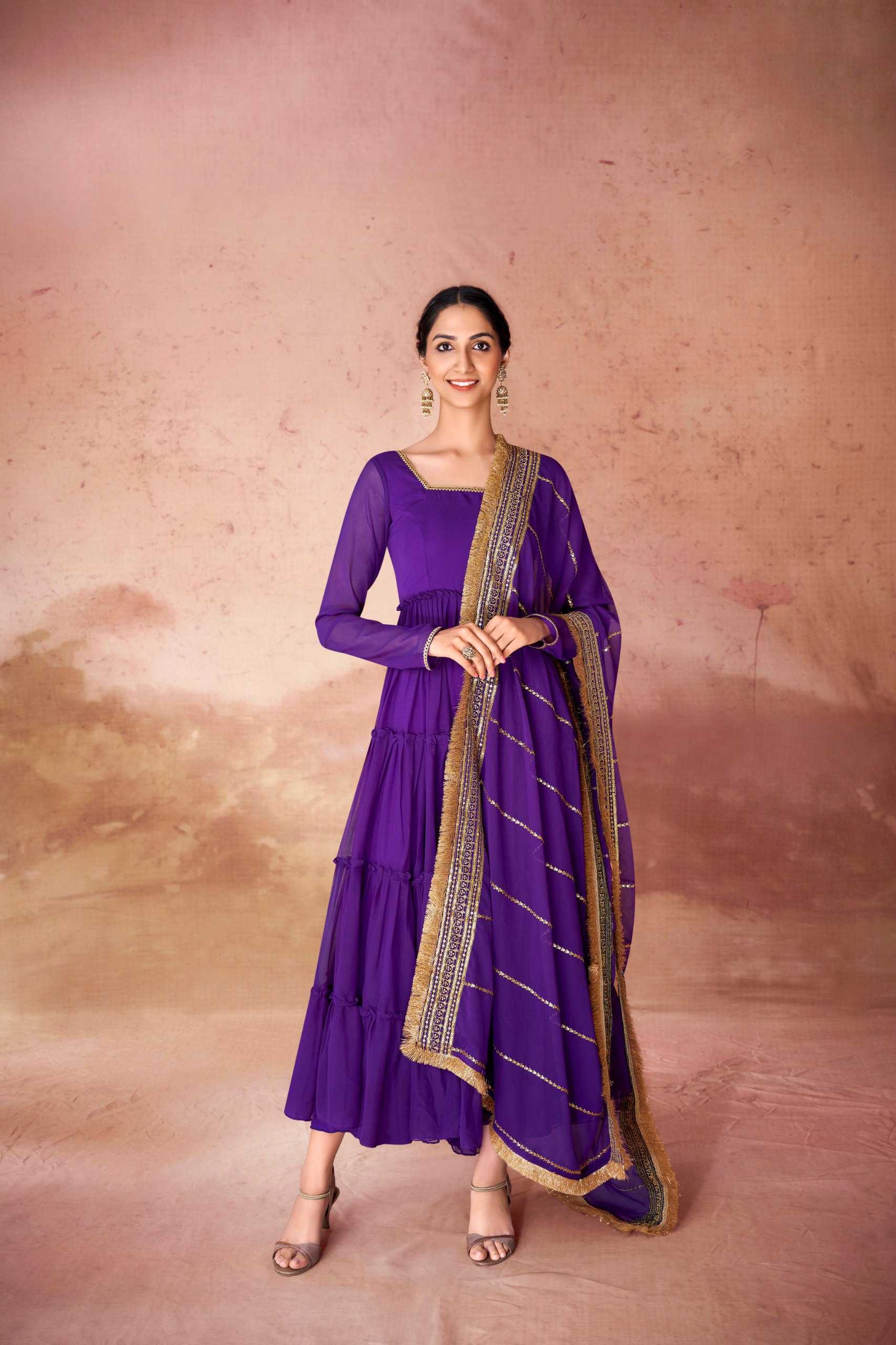 Ynf Faux Georgette RIN228 320 Gowns Wholesale Embroidery Gowns Sequin Gowns Manufacturer