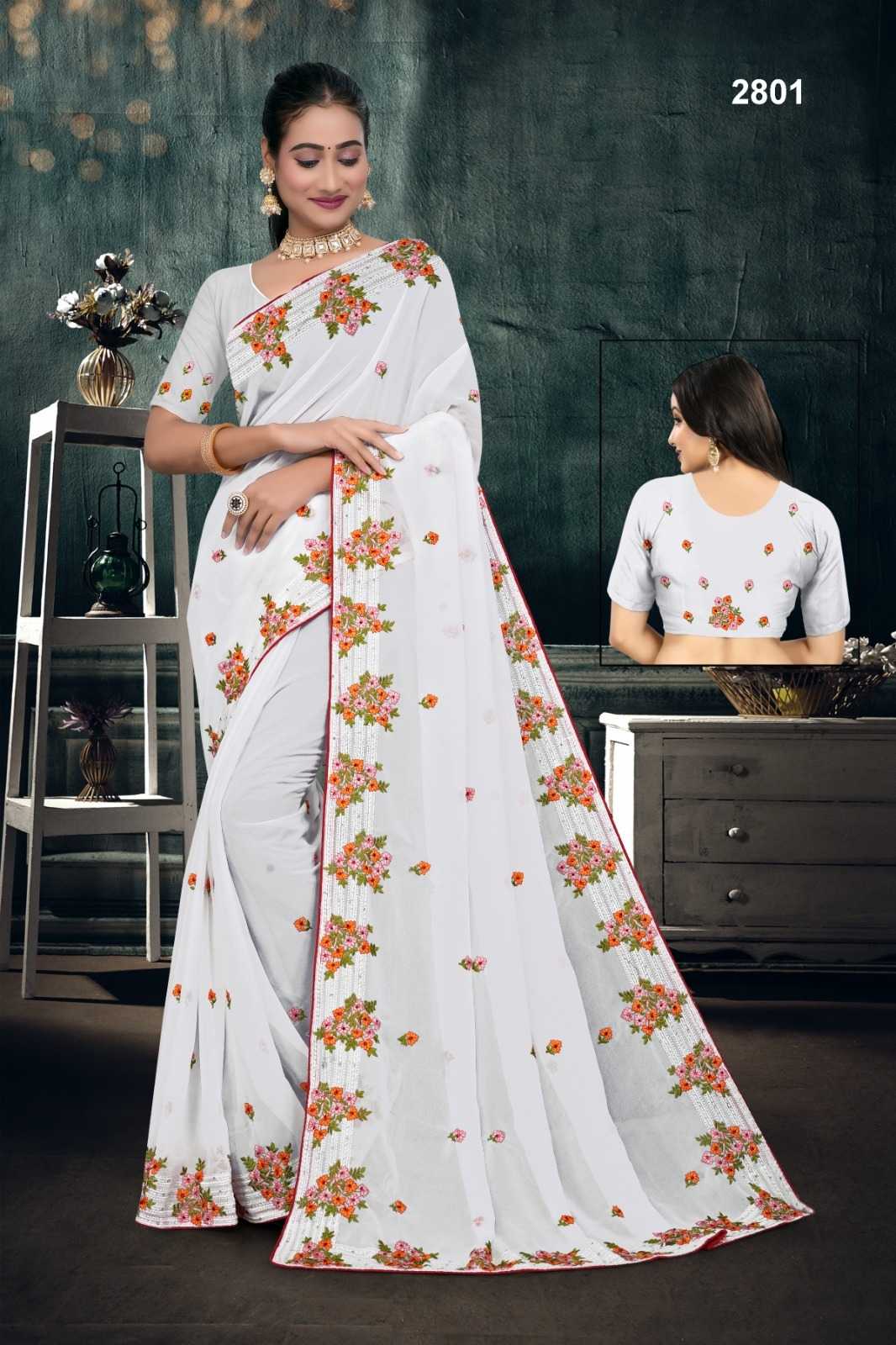 Ynf Georgette KESH114 2800 Sarees Wedding Collections Festive Collections Wholesale Georgette Sarees Embroidered Sarees Onam Collections Manufacturer