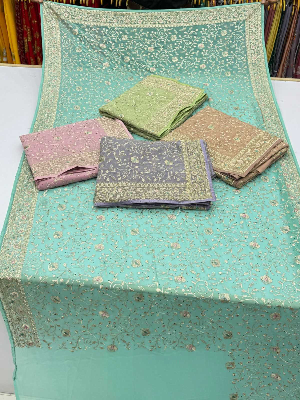 Ynf Georgette KESH114 4217 Sarees Wholesale Georgette Sarees Stone Work Saree Heavy Sarees Manufacturer