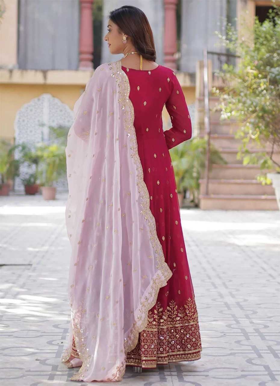 Ynf Georgette KESH334 Pink Mariyam Gown Gowns Wholesale Embroidery Gowns Party Gowns Designer Gowns Manufacturer