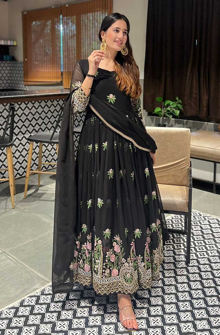 Ynf Georgette KESH334 Sarita Gowns Wholesale Fancy Gowns Embroidery Gowns Designer Gowns Manufacturer