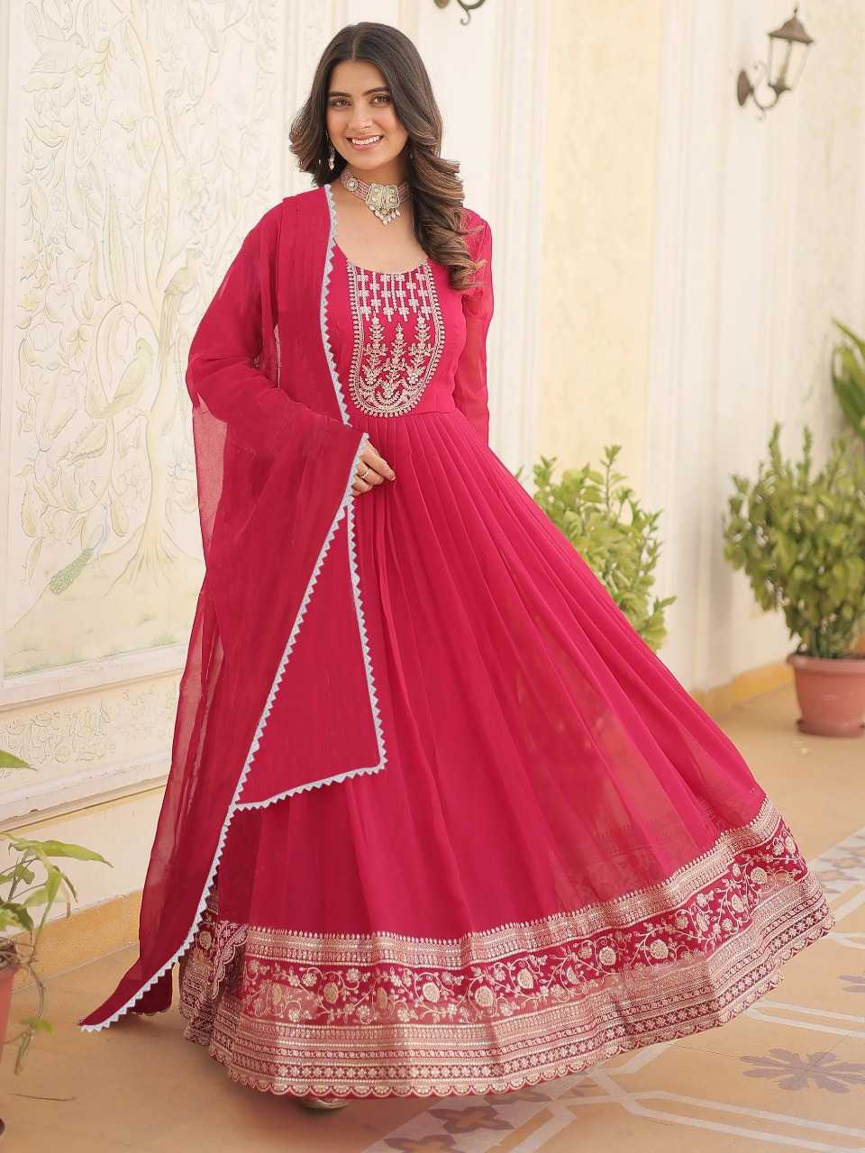 Ynf Georgette KESH334 Stree Gowns Wholesale Fancy Gowns Embroidery Gowns Designer Gowns Manufacturer