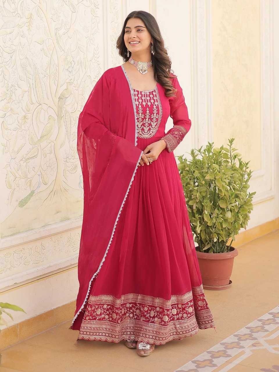 Ynf Georgette KESH334 Stree Gowns Wholesale Fancy Gowns Embroidery Gowns Designer Gowns Manufacturer