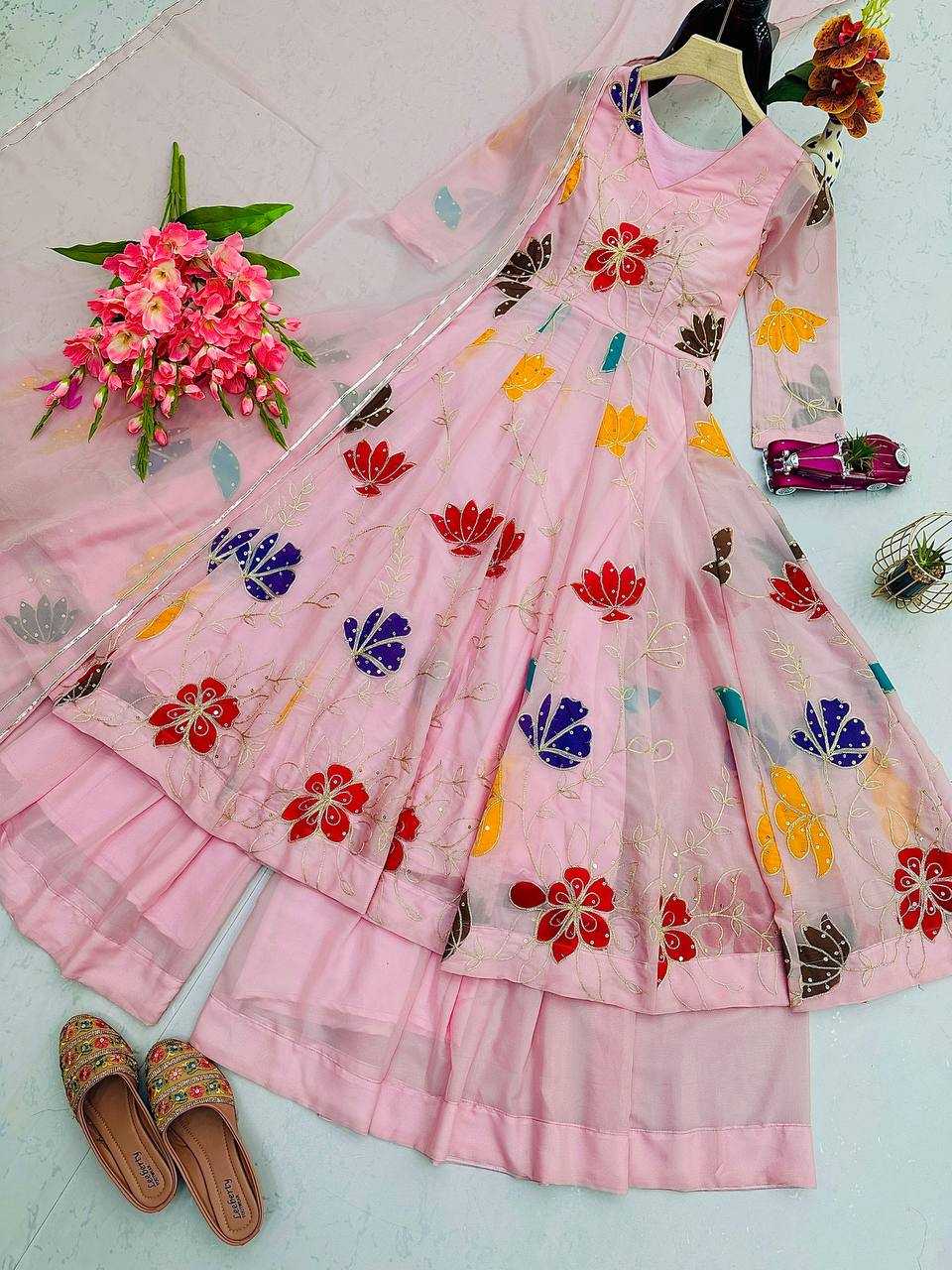 Ynf Georgette KESH490 657 Gowns Wholesale Printed Gowns Embroidery Gowns Anarkali Gown Long Gowns Manufacturer