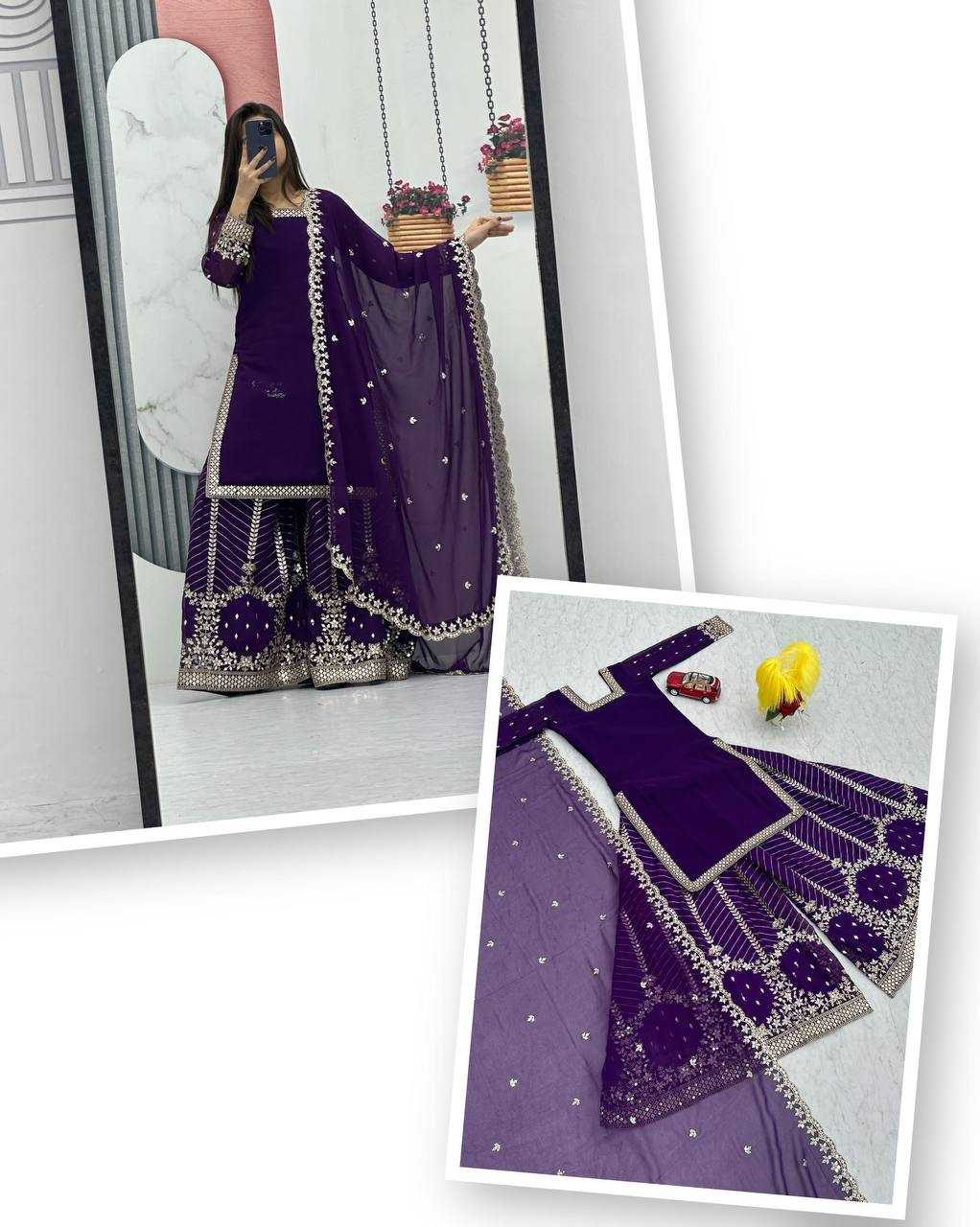 Ynf Georgette KESH496 022 Suits & Dresses Wholesale Sharara Salwar Suits Embroidery Suits Georgette Suit Manufacturer