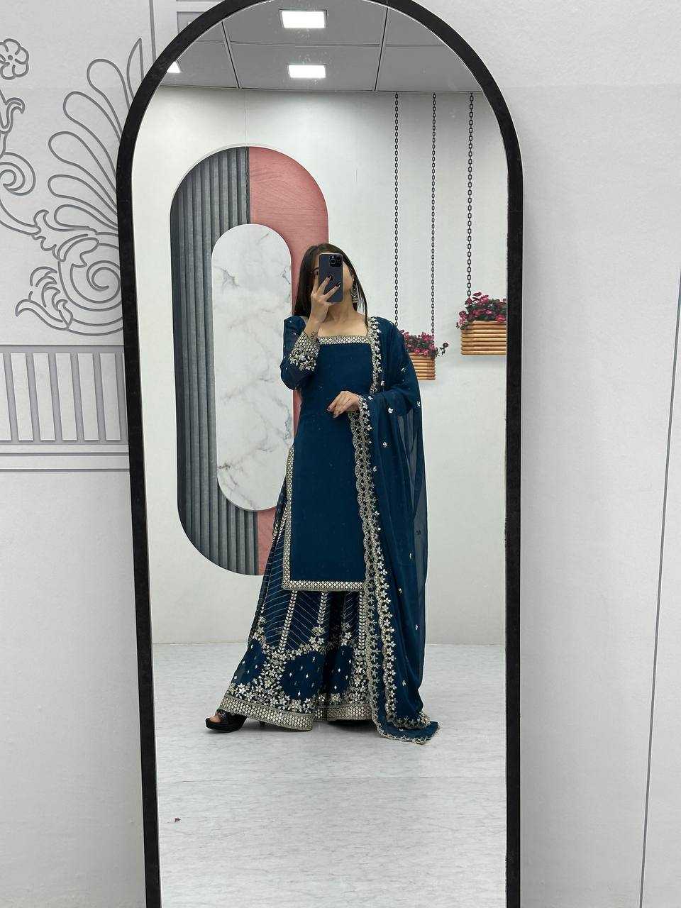 Ynf Georgette KESH496 022 Suits & Dresses Wholesale Sharara Salwar Suits Embroidery Suits Georgette Suit Manufacturer