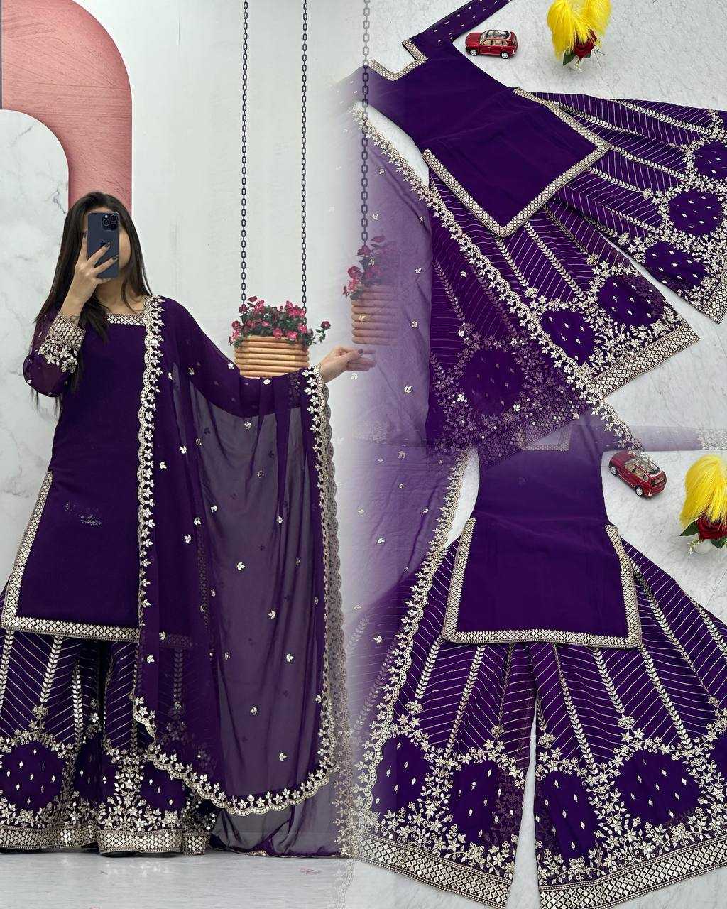 Ynf Georgette KESH496 022 Suits & Dresses Wholesale Sharara Salwar Suits Embroidery Suits Georgette Suit Manufacturer