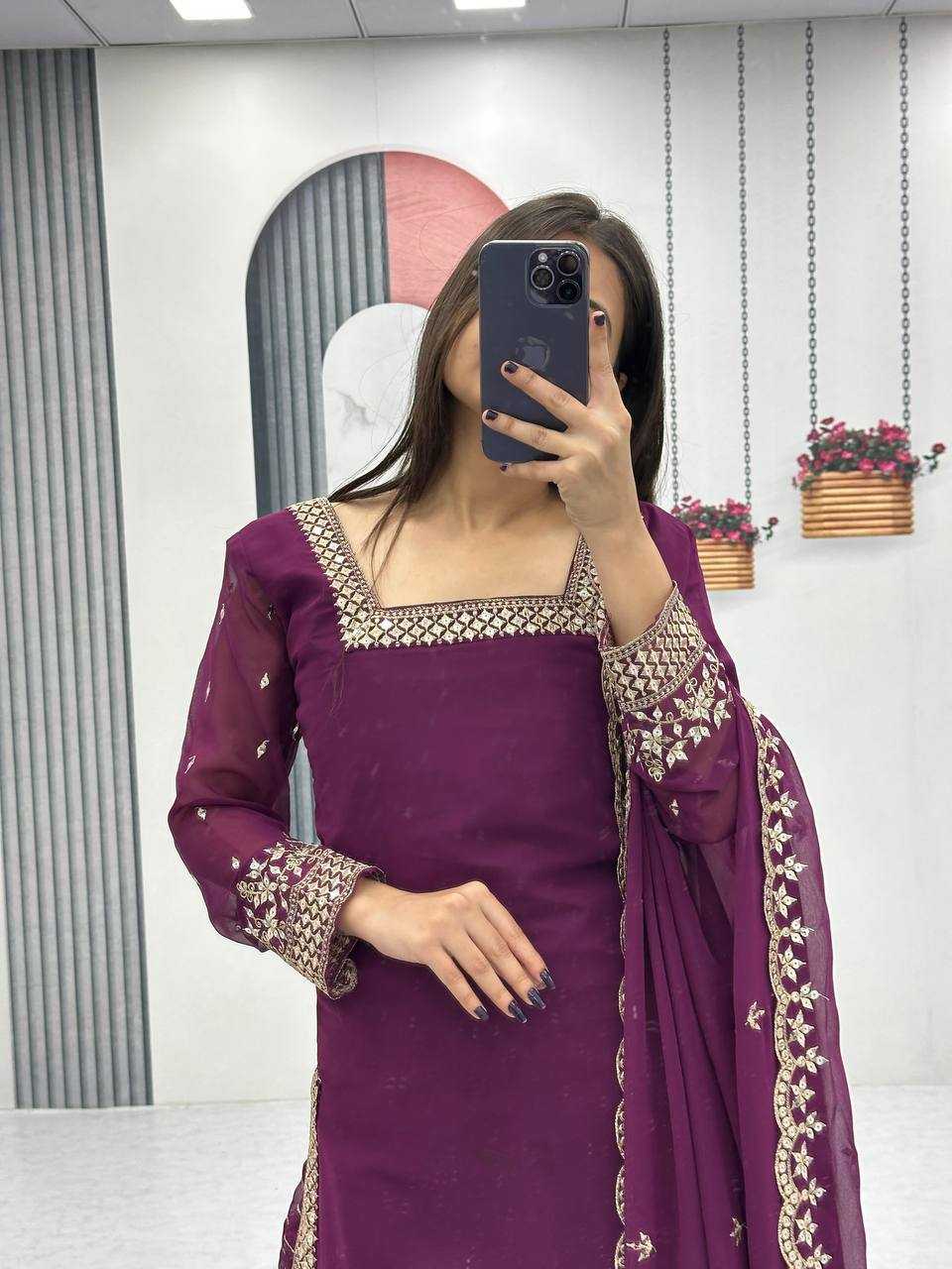 Ynf Georgette KESH496 022 Suits & Dresses Wholesale Sharara Salwar Suits Embroidery Suits Georgette Suit Manufacturer