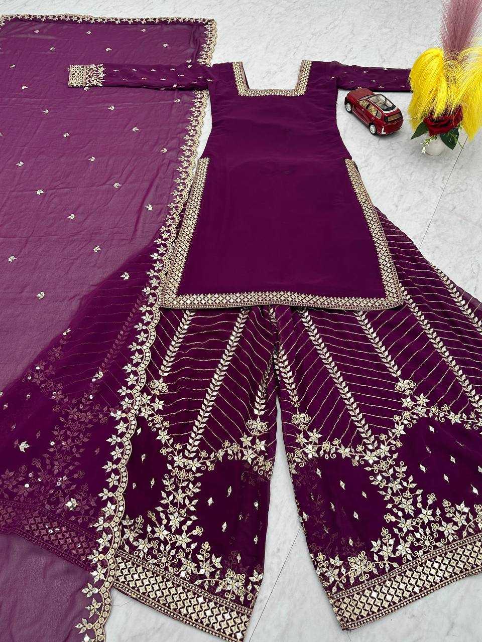 Ynf Georgette KESH496 022 Suits & Dresses Wholesale Sharara Salwar Suits Embroidery Suits Georgette Suit Manufacturer