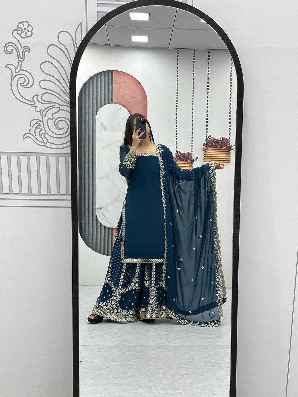 Ynf Georgette KESH496 022 Suits & Dresses Wholesale Sharara Salwar Suits Embroidery Suits Georgette Suit Manufacturer