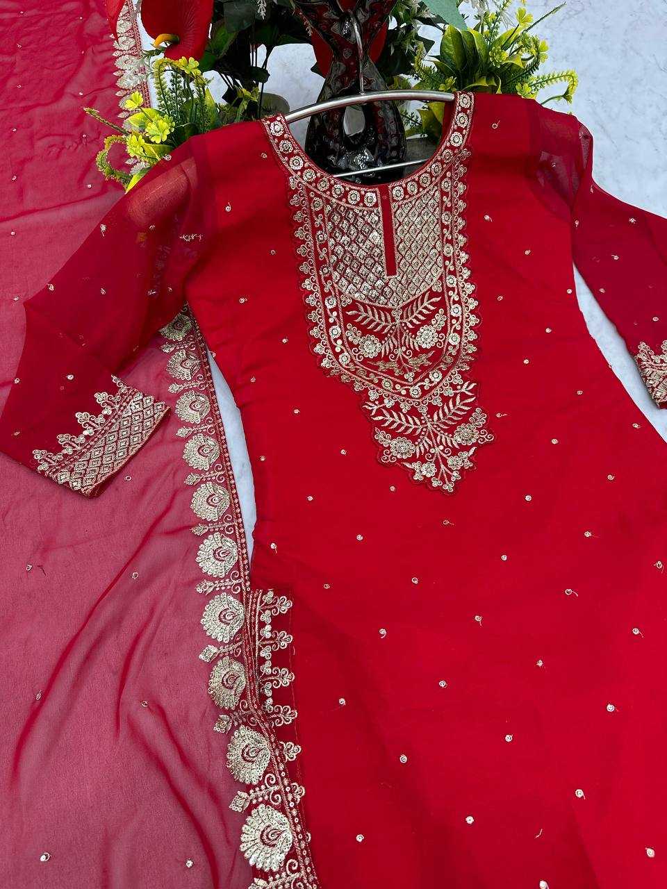 Ynf Georgette KESH496 025 Suits & Dresses Wholesale Sharara Salwar Suits Embroidery Suits Georgette Suit Manufacturer