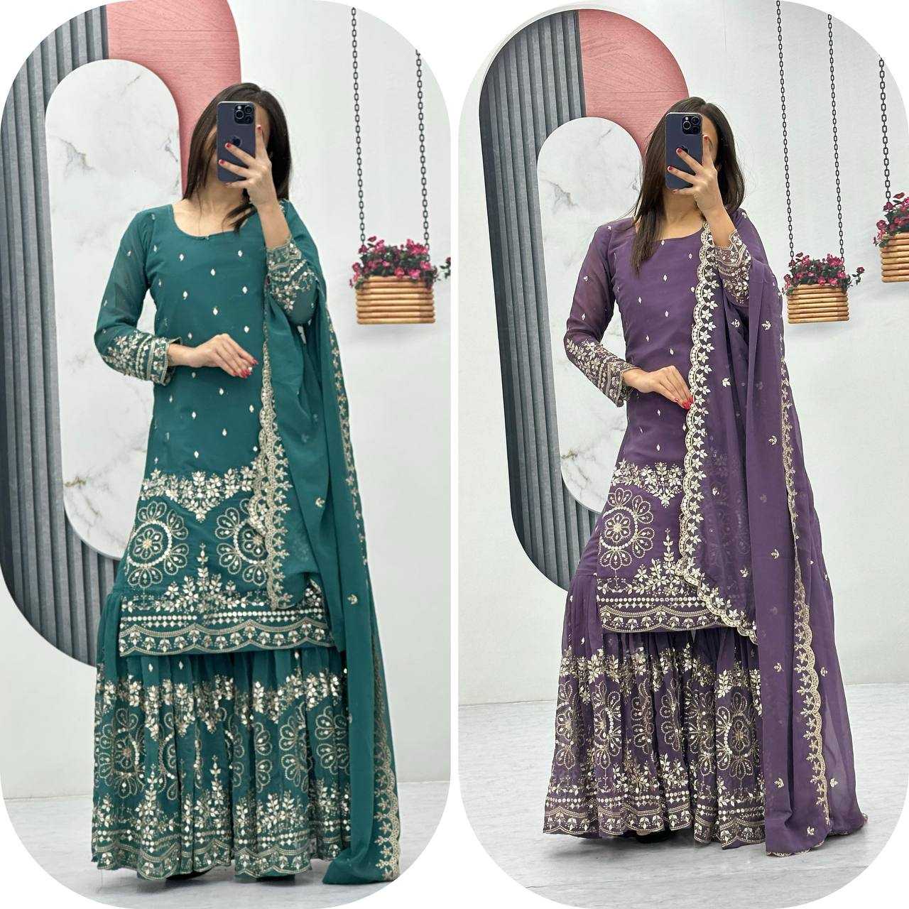 Ynf Georgette KESH496 026 Suits & Dresses Wholesale Sharara Salwar Suits Embroidery Suits Georgette Suit Manufacturer