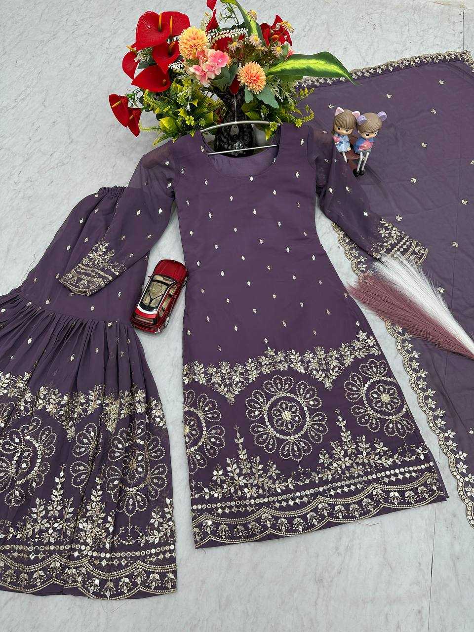 Ynf Georgette KESH496 026 Suits & Dresses Wholesale Sharara Salwar Suits Embroidery Suits Georgette Suit Manufacturer